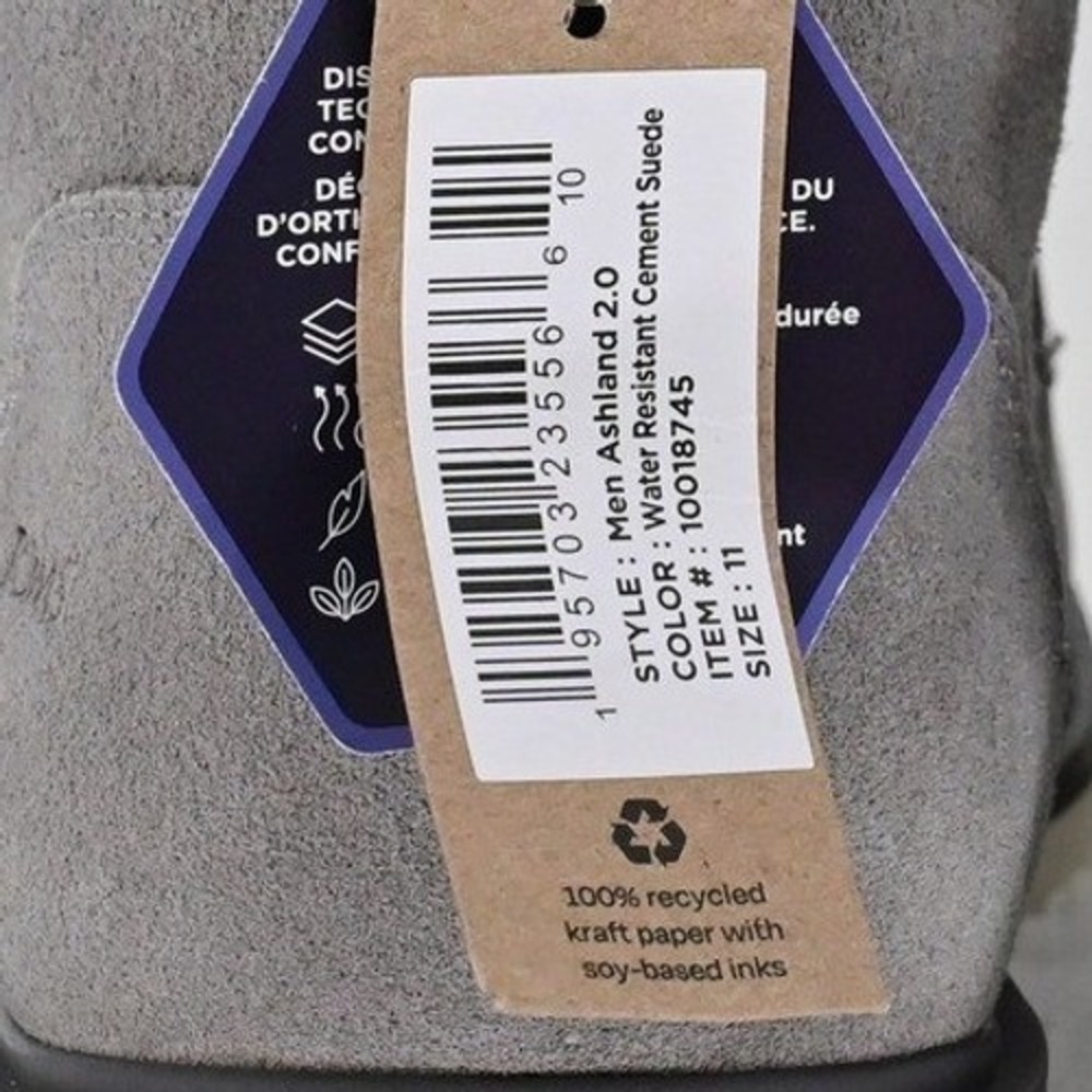NWT TOMS Men's 11 Suede Hiking Boots Gray High-Top Outdoor Trail Rugged Gorpcore - Picture 4 of 11
